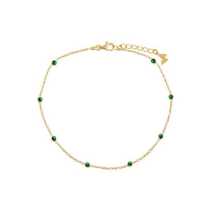 Emerald Green Colored Diamond By The Yard Anklet - Adina Eden's Jewels