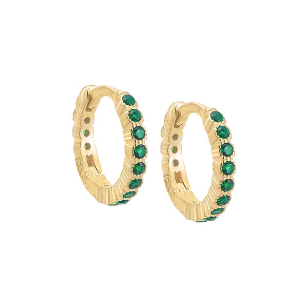 Colored Mini CZ Bezel Huggie Earring | Adina Eden Jewels