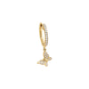 14K Gold / Single Diamond Pave Dangling Butterfly Huggie Earring 14K - Adina Eden's Jewels
