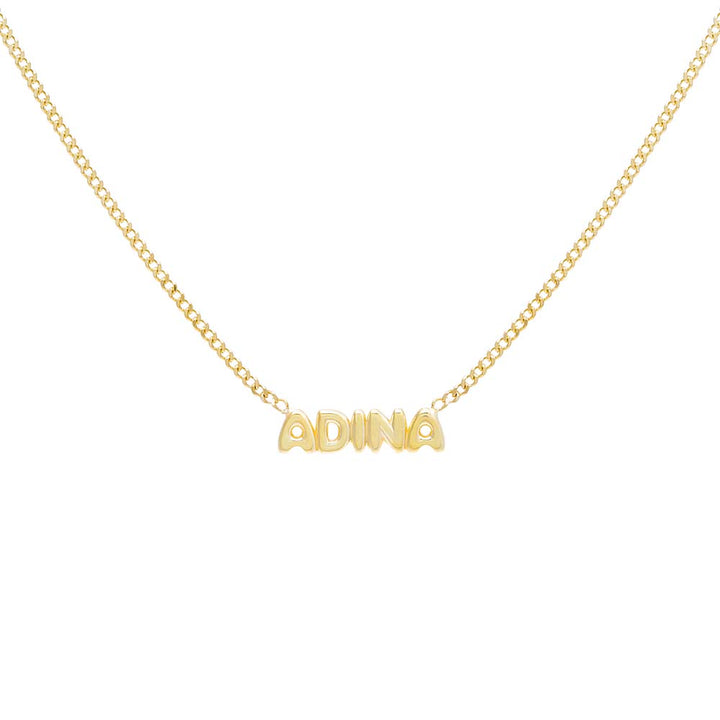 Gold Solid Bubble Name Link Necklace - Adina Eden's Jewels