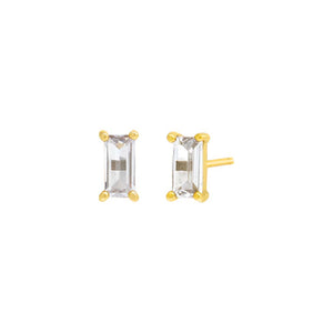 Gold / Pair CZ Baguette Stud Earring - Adina Eden's Jewels
