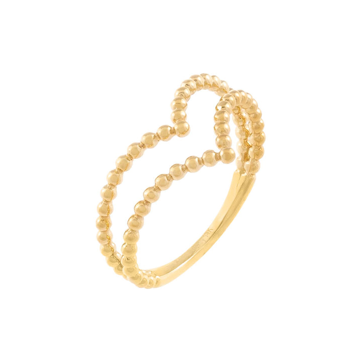 14K Gold / 8 Double Beaded Chevron Ring 14K - Adina Eden's Jewels