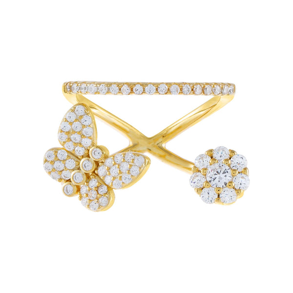 Pavé Butterfly X Flower Ring | Adina Eden Jewels