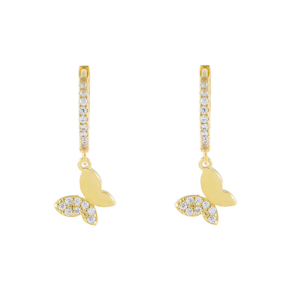 Pavé x Solid Butterfly Huggie Earring | Adina Eden Jewels