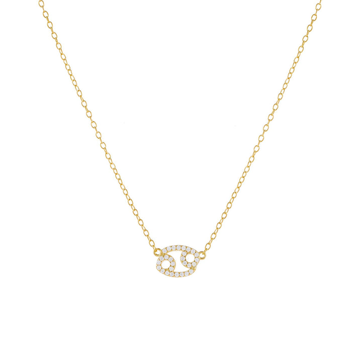 Gold / Cancer Pavé Zodiac Necklace - Adina Eden's Jewels