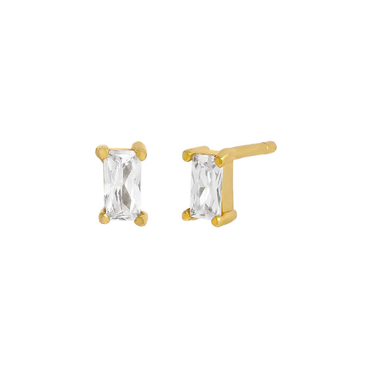 Gold / Pair Tiny Baguette Stud Earring - Adina Eden's Jewels