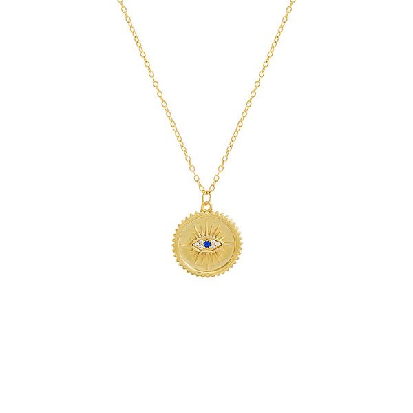 Evil Eye Medallion Pendant Necklace Adina Eden Jewels