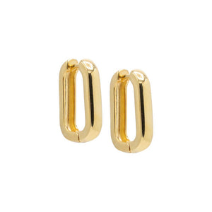 Gold / Pair Chunky Solid U-Shape Huggie Earring - Adina Eden's Jewels