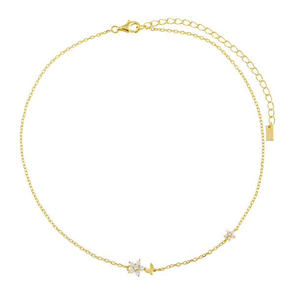 Tiny CZ Butterfly X Flower Choker | Adina Eden Jewels