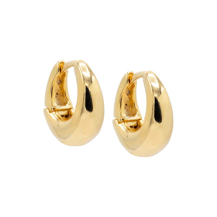 Gold / Pair Solid Chubby Graduated Huggie Earring - Adina Eden's Jewels