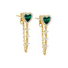 Malachite / Pair Tiny Pave Colored Gemstone Drop Chain Stud Earring - Adina Eden's Jewels