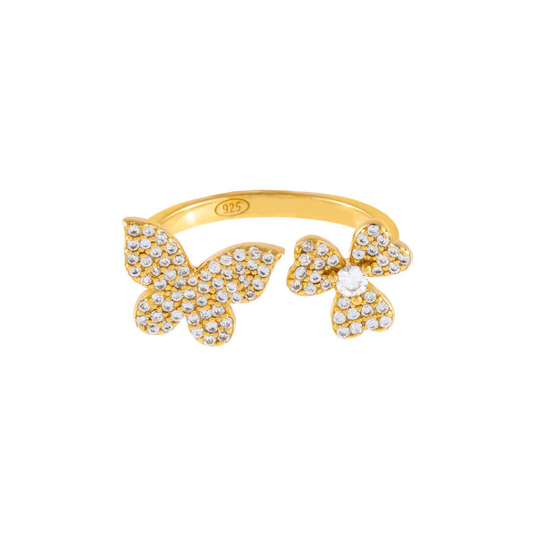 Pavé Butterfly X Clover Ring | Adina Eden Jewels