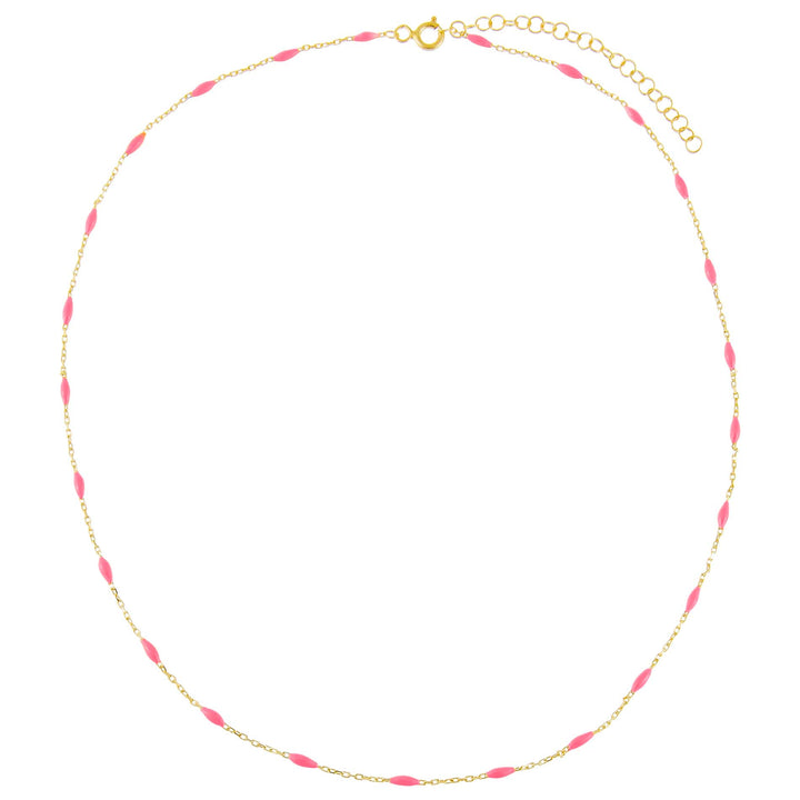  Neon Pink Enamel Bead Necklace - Adina Eden's Jewels