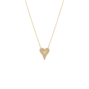 14K Gold Elongated Diamond Pave / Solid Heart Necklace 14K - Adina Eden's Jewels