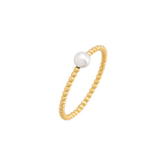 Colored X Pearl Beaded Ring - Pearl White / 6