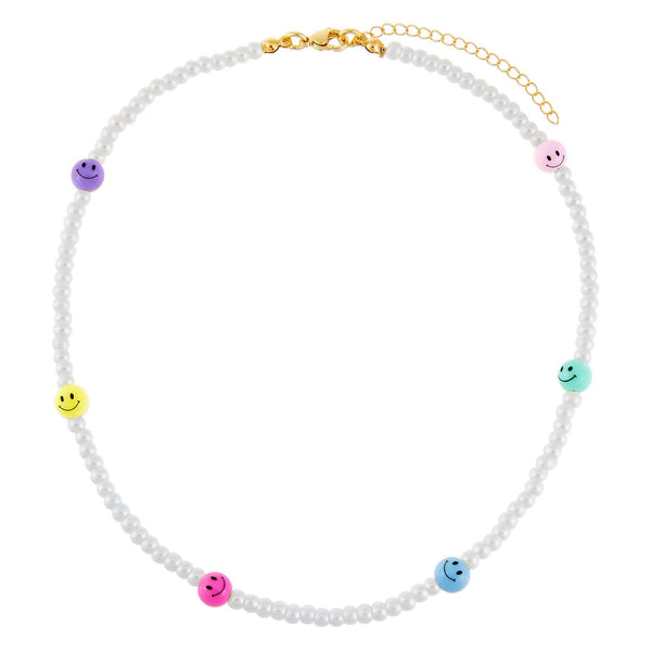Multi Pastel Smiley Face Pearl Necklace Adina Eden Jewels