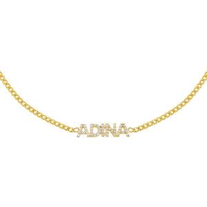 Gold Pavé Nameplate Choker - Adina Eden's Jewels