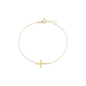 14K Gold Solid Mini Cross Bracelet 14K - Adina Eden's Jewels