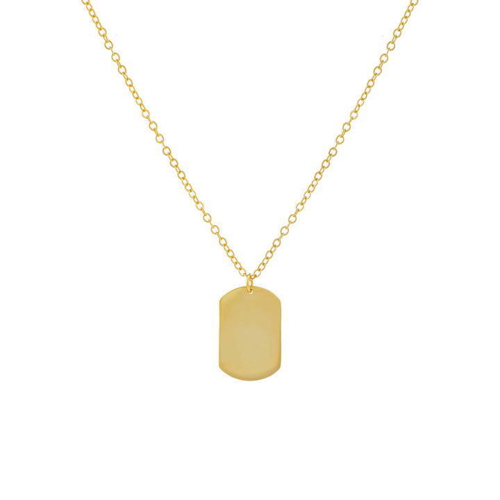 Gold Engravable Solid Dog Tag Necklace - Adina Eden's Jewels