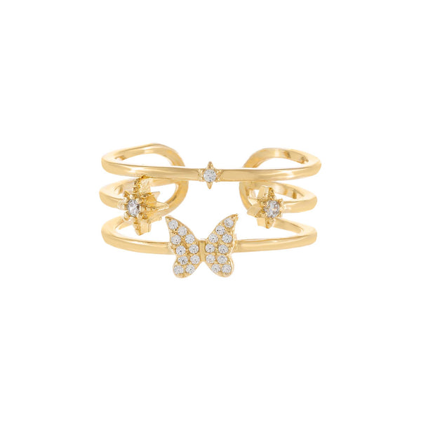 CZ Butterfly Adjustable Ring | Adina Eden Jewels