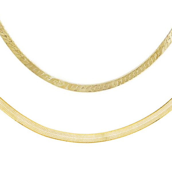 Snake X Herringbone Chain Necklace Combo Set | Adina Eden Jewels