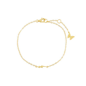 Gold Mini Solid Lightning Bolt Bracelet - Adina Eden's Jewels