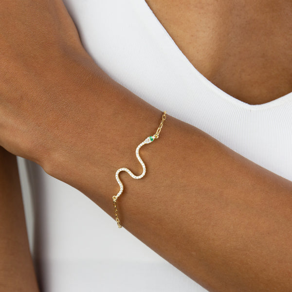 CZ Snake Link Bracelet Adina Eden Jewels