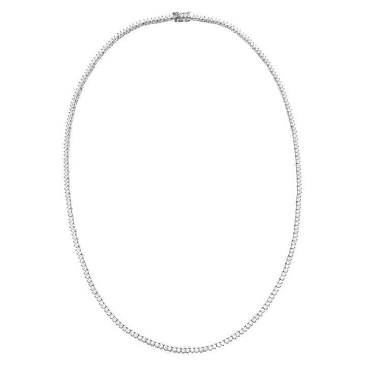 Silver / 16IN Thin Three Prong Tennis Necklace - Adina Eden's Jewels