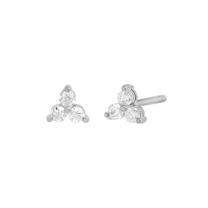 Silver / 3MM / Pair Tiny CZ Cluster Stud Earring - Adina Eden's Jewels