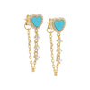 Turquoise / Pair Tiny Pave Colored Gemstone Drop Chain Stud Earring - Adina Eden's Jewels