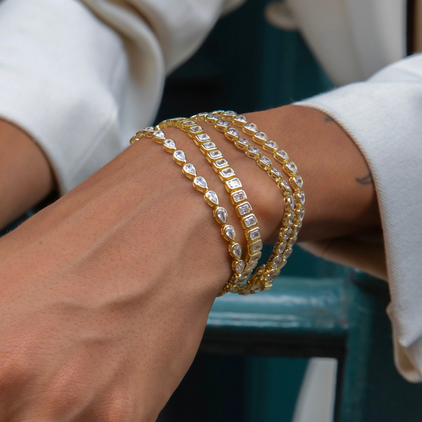 Emerald Bezel-Set Tennis Bracelet | Adina Eden Jewels