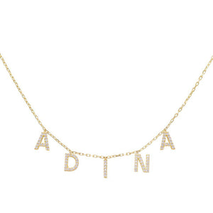 Gold Block Name Necklace - Adina Eden's Jewels