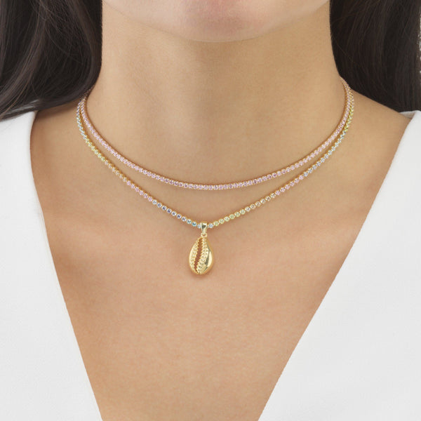 Gold Pastel Rainbow Shell Tennis Choker Adina Eden Jewels