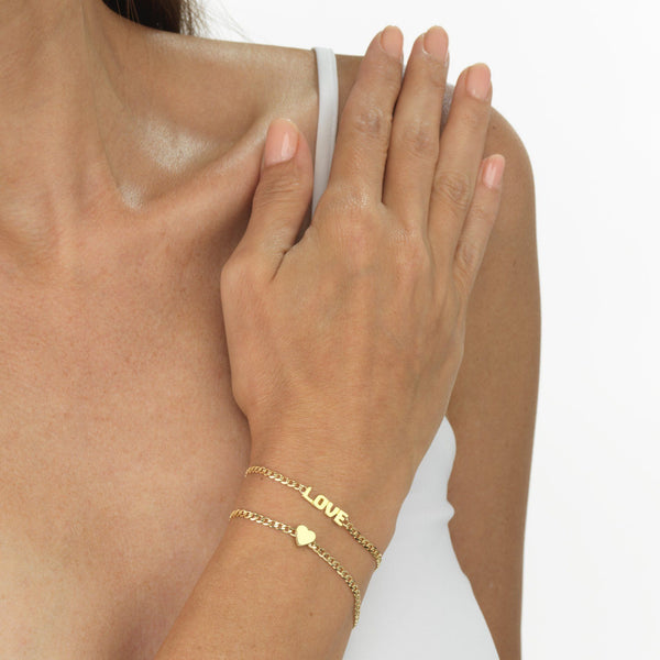 Linnea - Heart Chain Bracelet Red & Gold Stainles - Gold main image 1