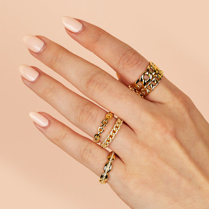  Chunky Double Chain Ring - Adina Eden's Jewels