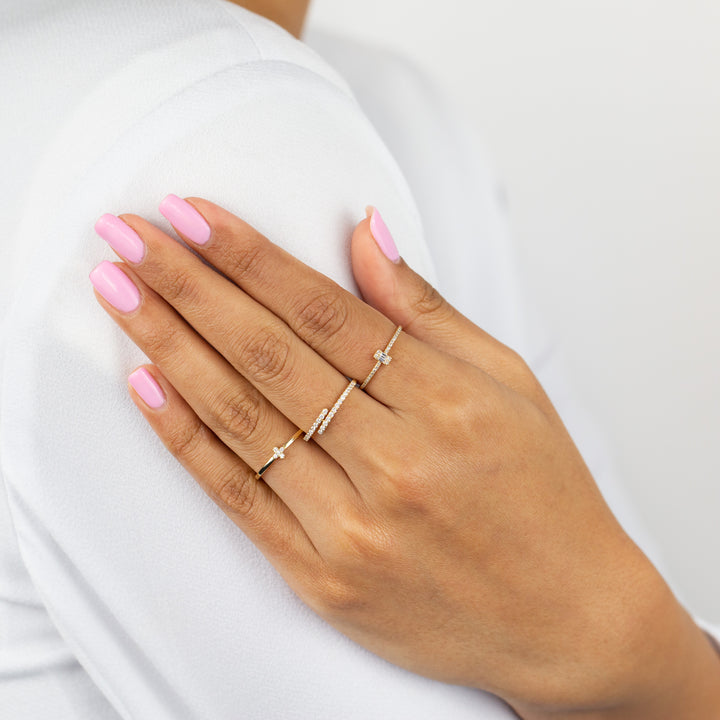  Diamond Mini Cross Ring 14K - Adina Eden's Jewels
