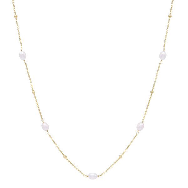 Gold Pearl Ball Chain Necklace Adina Eden Jewels