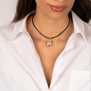 Colored CZ Emerald Bezel Pendant & Rope Chain Choker Necklace - Adina Eden's Jewels