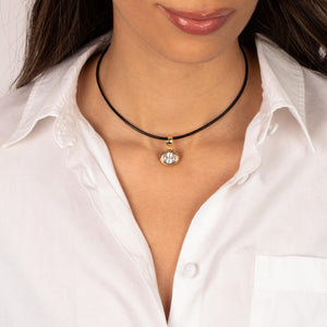 Colored CZ Oval Bezel Pendant & Rope Chain Choker Necklace