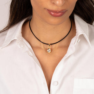 Colored CZ Pear Bezel Pendant & Rope Chain Choker Necklace