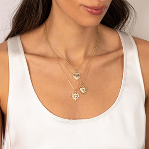 Ornate CZ Heart Pendant Necklace - Adina Eden's Jewels