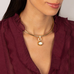 Polished Bezel Pearl Charm - Adina Eden's Jewels