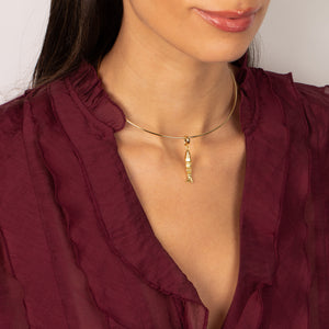 Gold Fish Charm Thin Wire Choker Necklace - Adina Eden's Jewels
