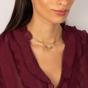 Multicolor CZ Horse Charm Thin Wire Choker Necklace - Adina Eden's Jewels