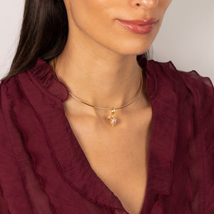 Mulitcolor CZ Apple Charm Wire Thin Choker Necklace - Adina Eden's Jewels