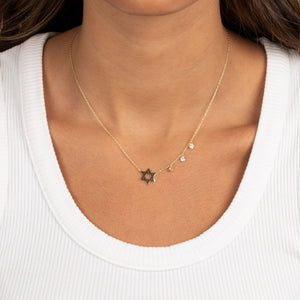 Solid Star Of David X Dangling CZ Bezel Necklace - Adina Eden's Jewels
