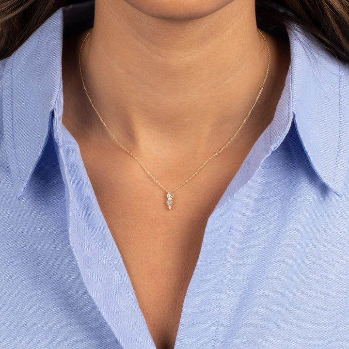  Diamond Clustered Pendant Necklace 14K - Adina Eden's Jewels