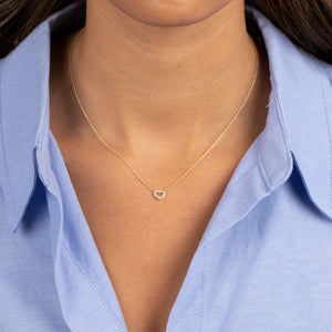  Diamond Pave Mini Cutout Heart Necklace 14K - Adina Eden's Jewels
