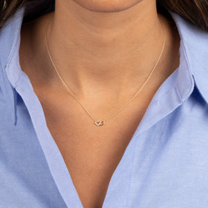  Diamond Solid/Pave Intertwined Heart Necklace 14K - Adina Eden's Jewels