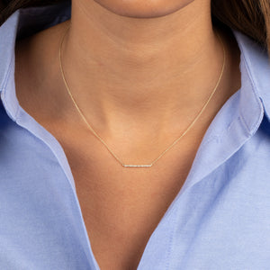  Diamond Pave Bar Necklace 14K - Adina Eden's Jewels